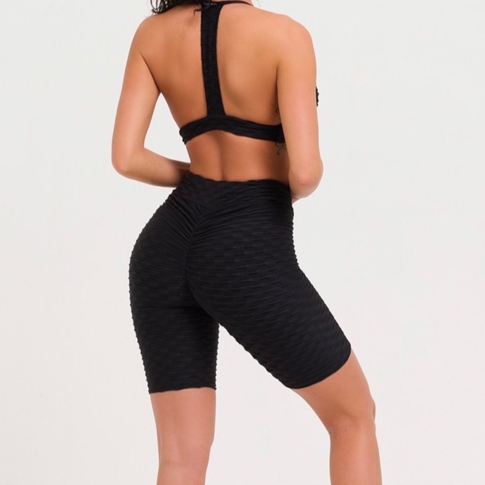 ‼️ Active Wear Honeycomb Textured Biker Shorts - Picture 4 of 6